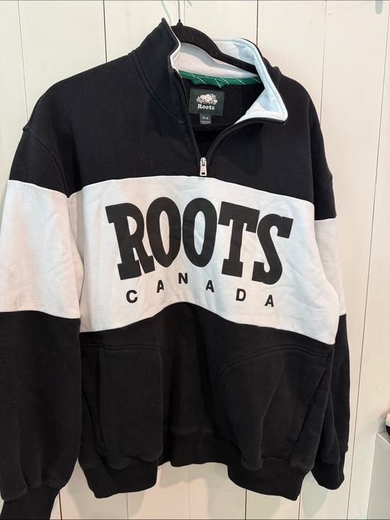 Roots Sweaters - Roots Black and White Quarter-Zip Sweatshirt